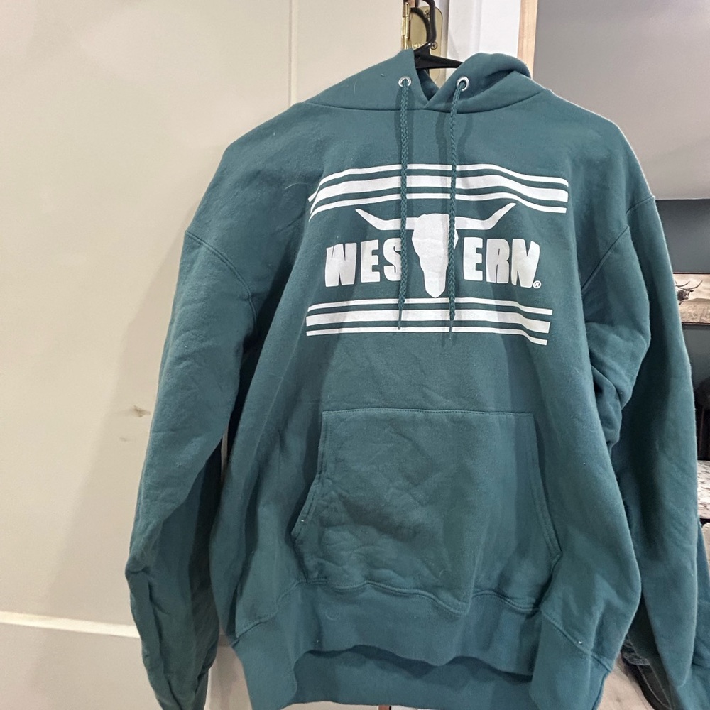 Hanes Teal Western Hoodie